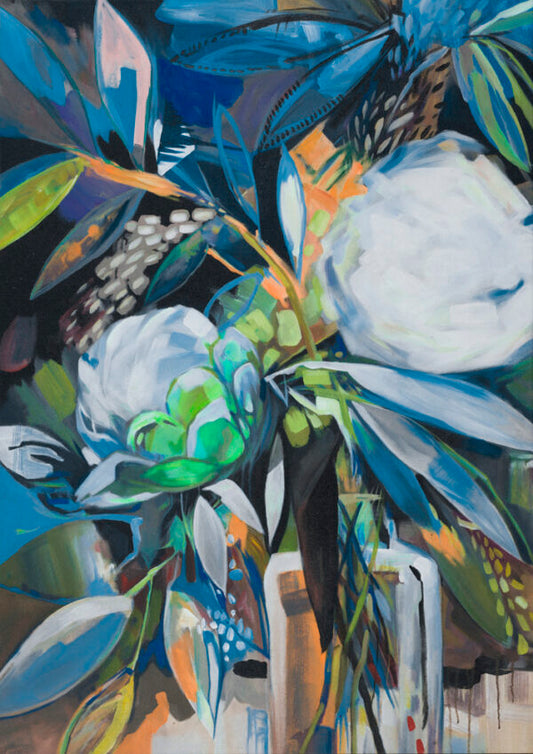 BLUE JEWELS ON CANVAS