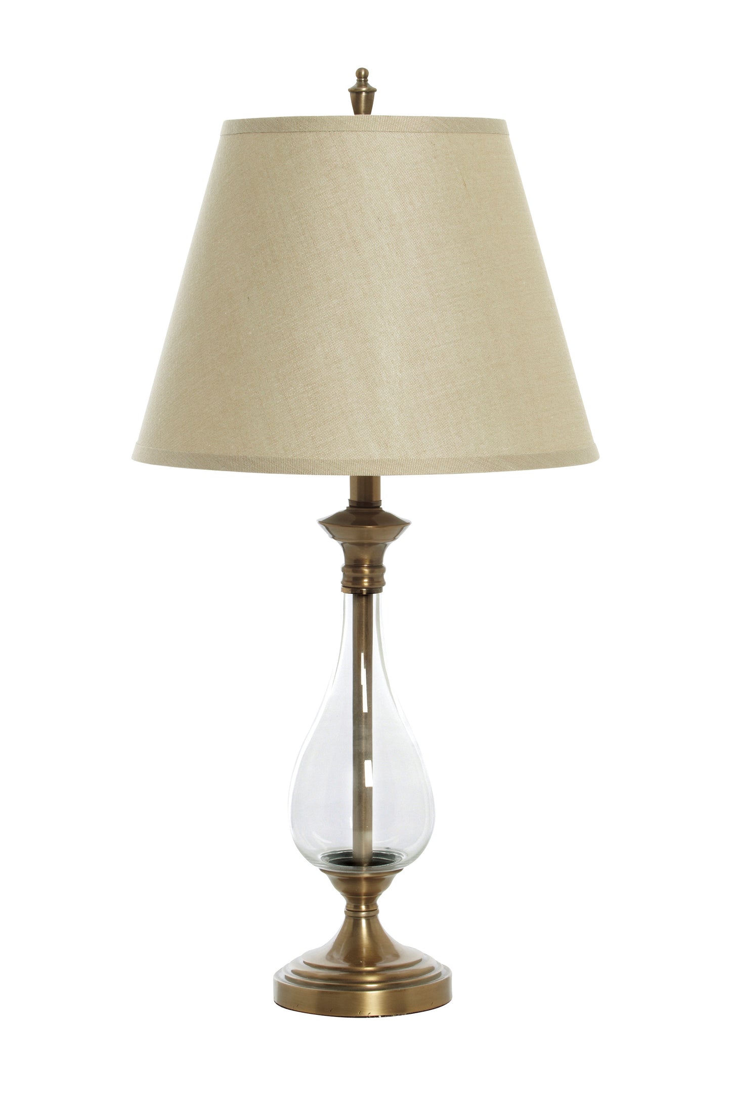 SAHARA BRASS STEM, GLASS BASE LAMP
