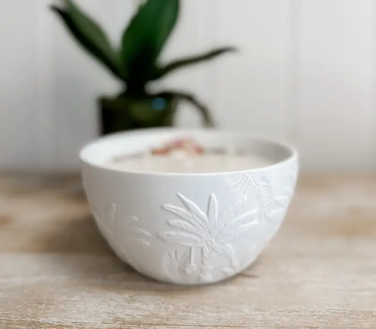 EMBOSSED PORCELAIN ISLANDER BOWLS- COCONUT + LEMONGRASS