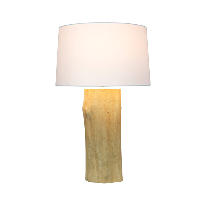 TIMBER BLEACH LOG LAMP W/ COTTON SHADE
