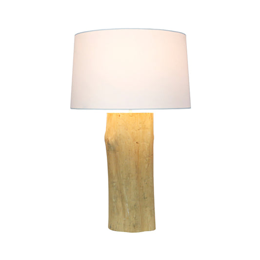 TIMBER BLEACH LOG LAMP W/ COTTON SHADE