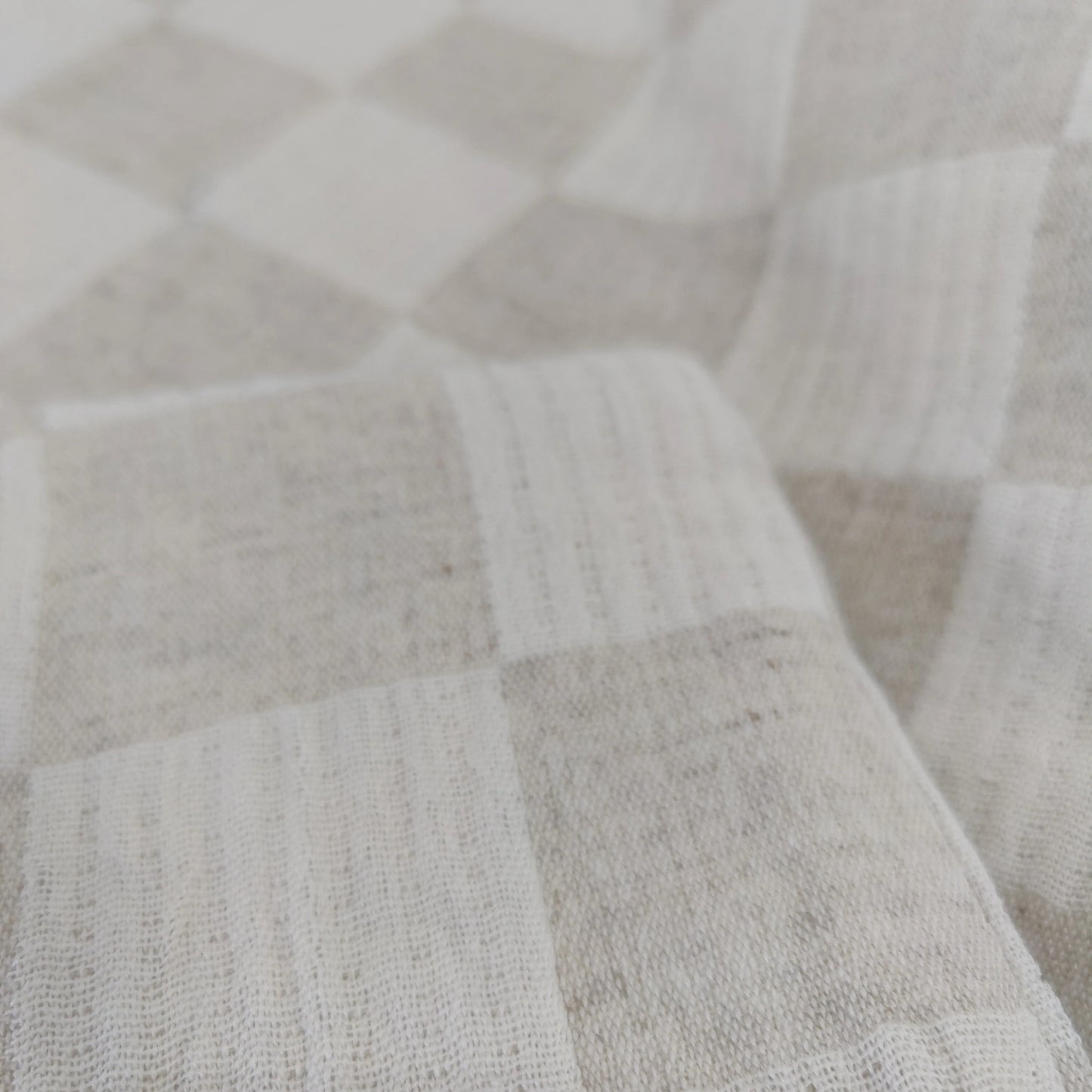 ANNECY CHECK LINEN COTTON QUILTED BED COVER