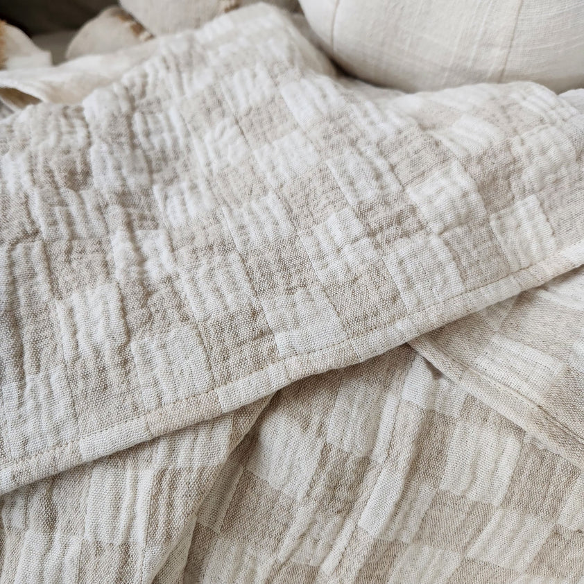ANNECY CHECK LINEN COTTON MASSIVE THROW