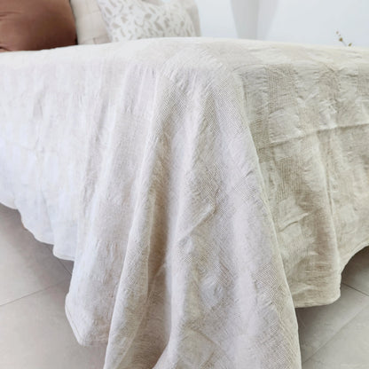 CHARTRES JACQUARD LINEN COTTON BEDCOVER