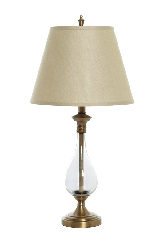SAHARA BRASS STEM, GLASS BASE LAMP