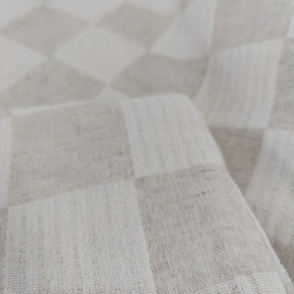 ANNECY CHECK LINEN COTTON QUILTED BED COVER
