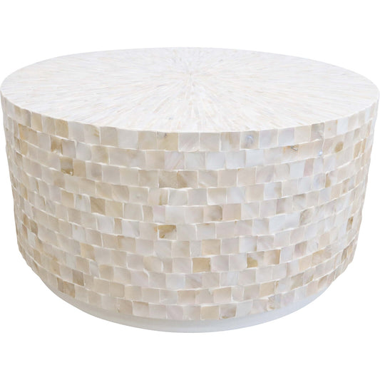 ROUND MOTHER OF PEARL MOSAIC COFFEE TABLE